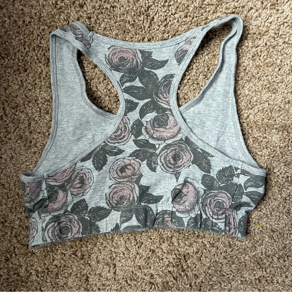W Grey Disney Floral Belle Sports Bra Size Medium |A32 - Picture 3 of 8